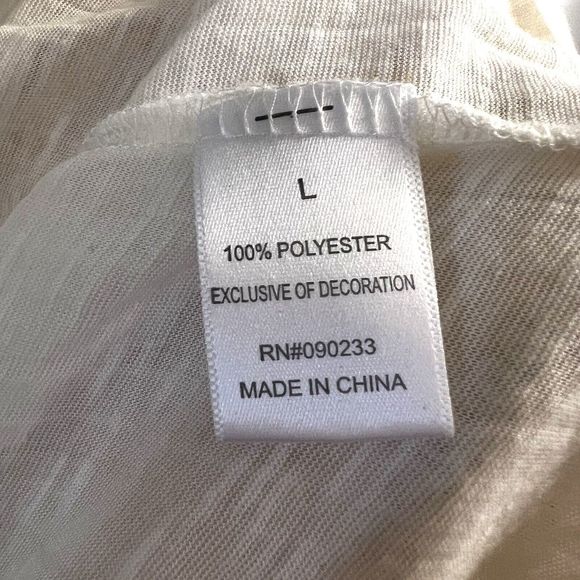 L.A. HEARTS Women's Blouse Ivory Boho Large Crinkle-Rayon 3/4 Sleeve Square Neck - Picture 13 of 14